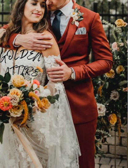 Rust Men's Suit: Terracotta Two-Button Wedding Suit