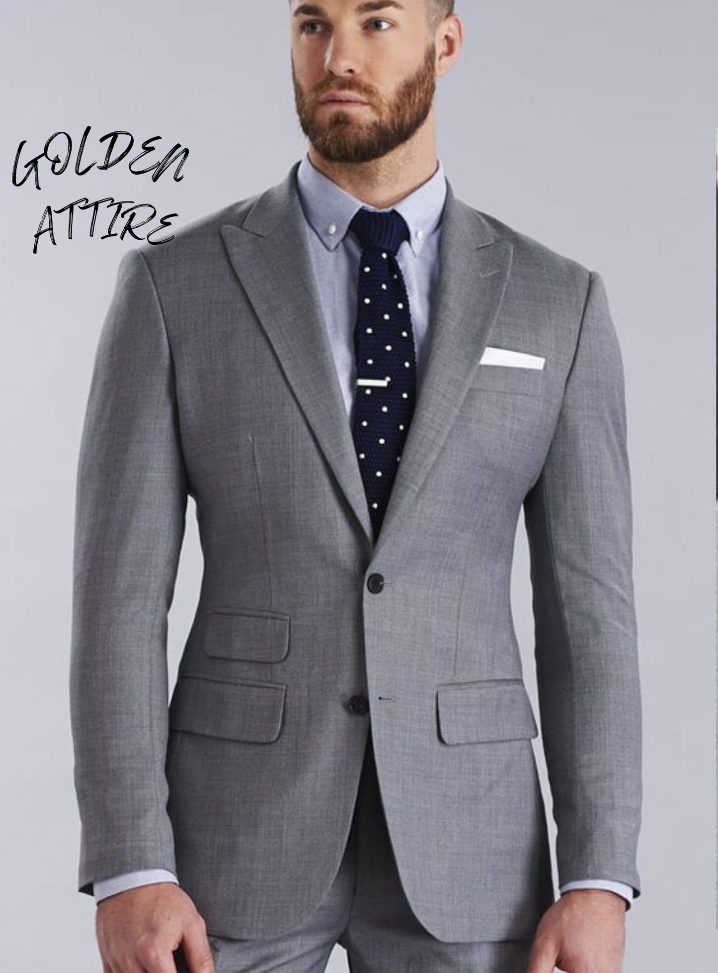 Grey Two-Piece Suit: Slim Fit Custom Wedding Suit