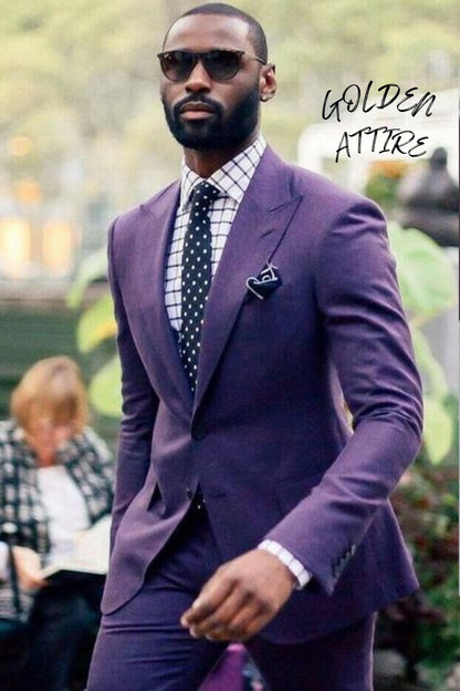 Purple Suit for Men: 2-Piece Dinner Wedding Groom Suit