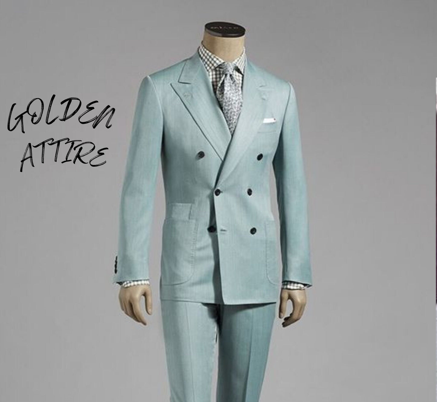 Green Double Breasted Suit: Custom 2-Piece Wedding Groom Tuxedo