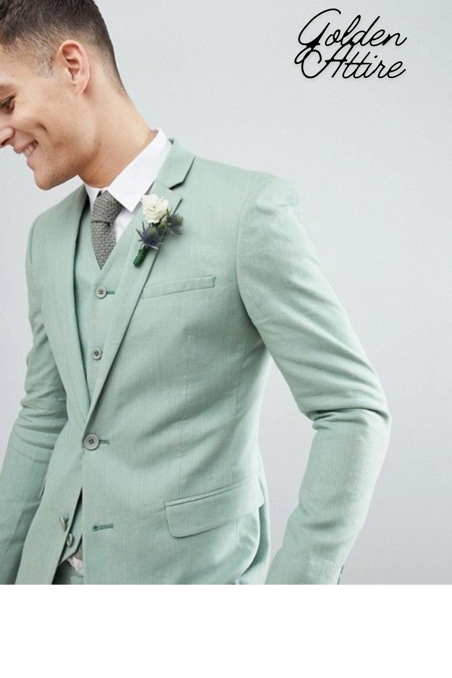 Sage Green 3-Piece Suit, Bespoke Wedding Tuxedo