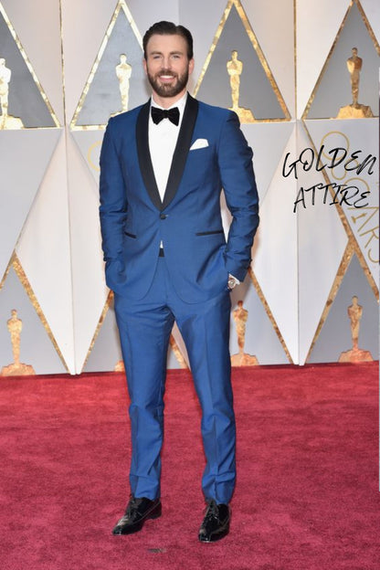 Blue Tuxedo Suit: One Button Wedding Groom Suit