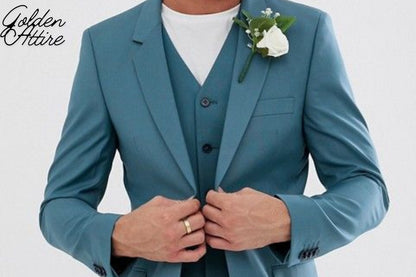 Green 3 Piece Suit: Wedding Groom Bespoke Suit