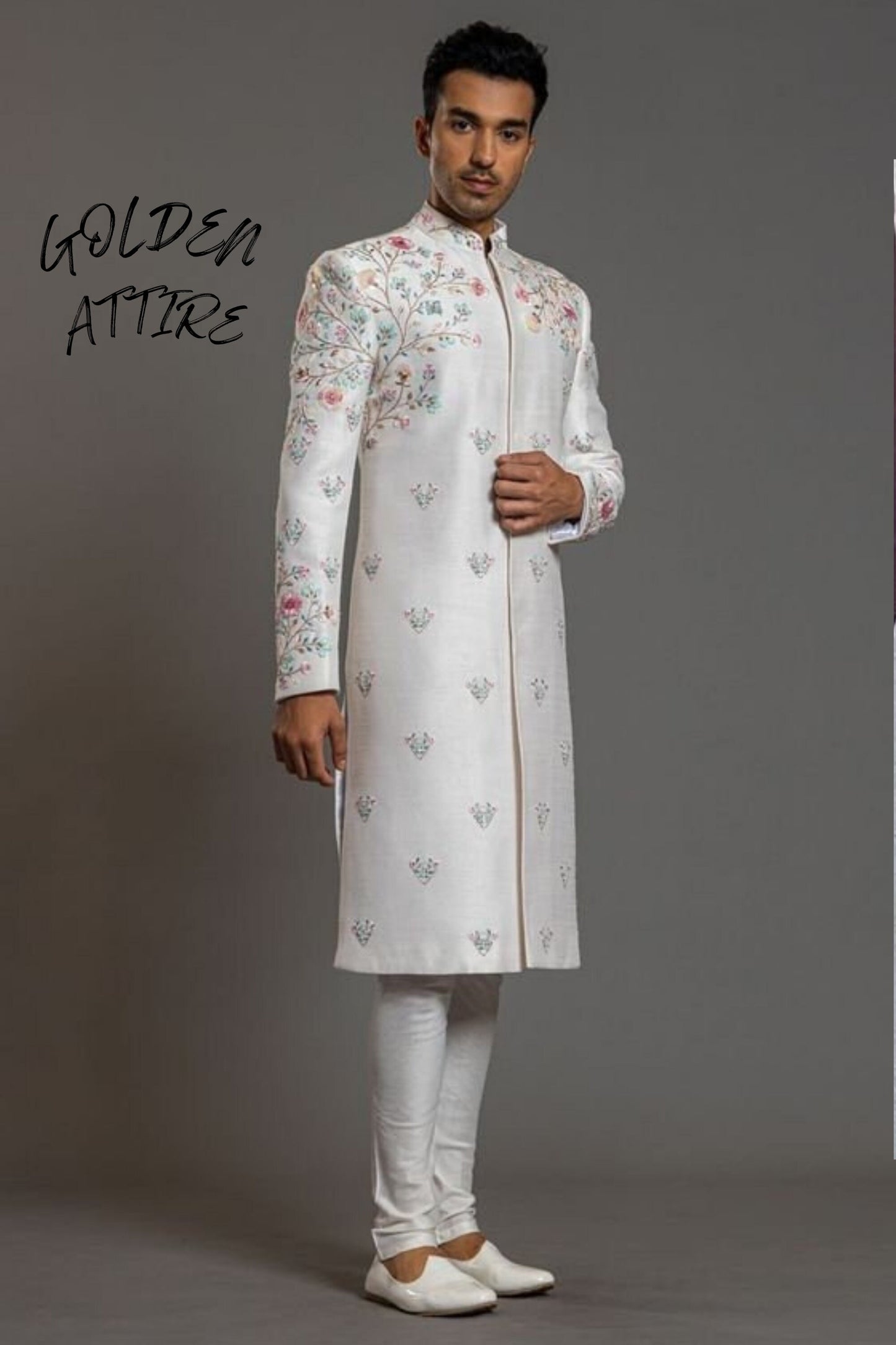 Elegant White Sherwani for Groom: Handcrafted Wedding Outfit