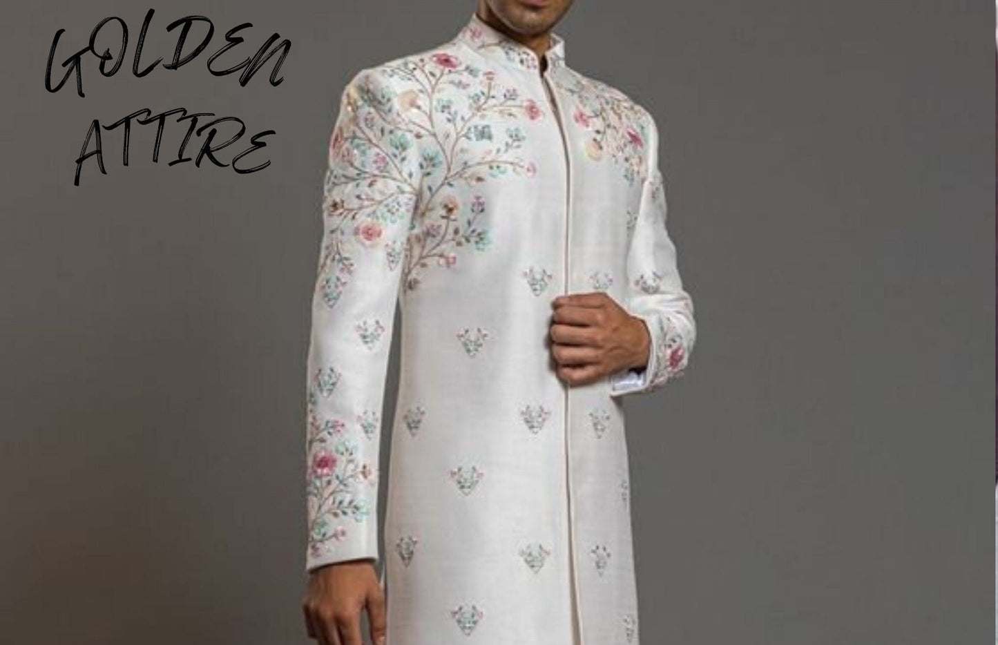 Elegant White Sherwani for Groom: Handcrafted Wedding Outfit