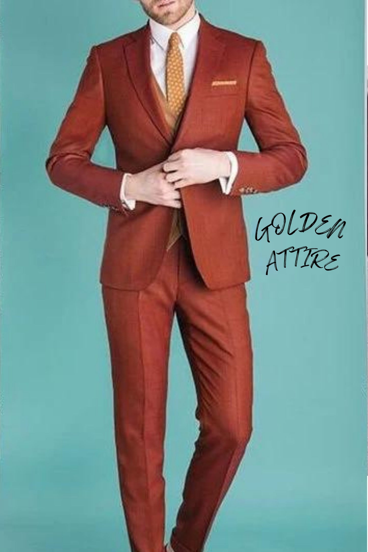 Terracotta Men's Suit, Luxury Two-Piece Wedding Suit