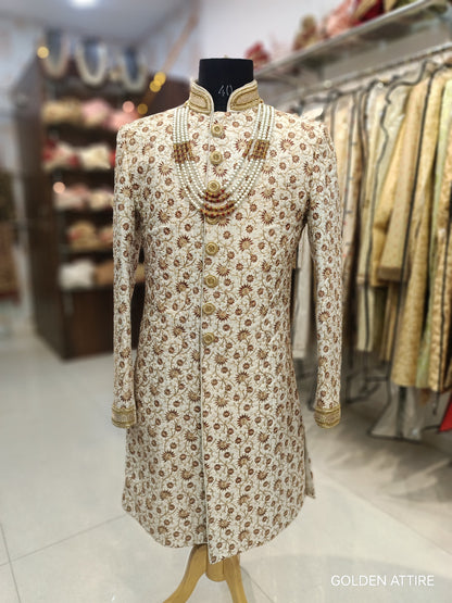 Elegant Ivory Sherwani for Groom, Premium Wedding Outfit