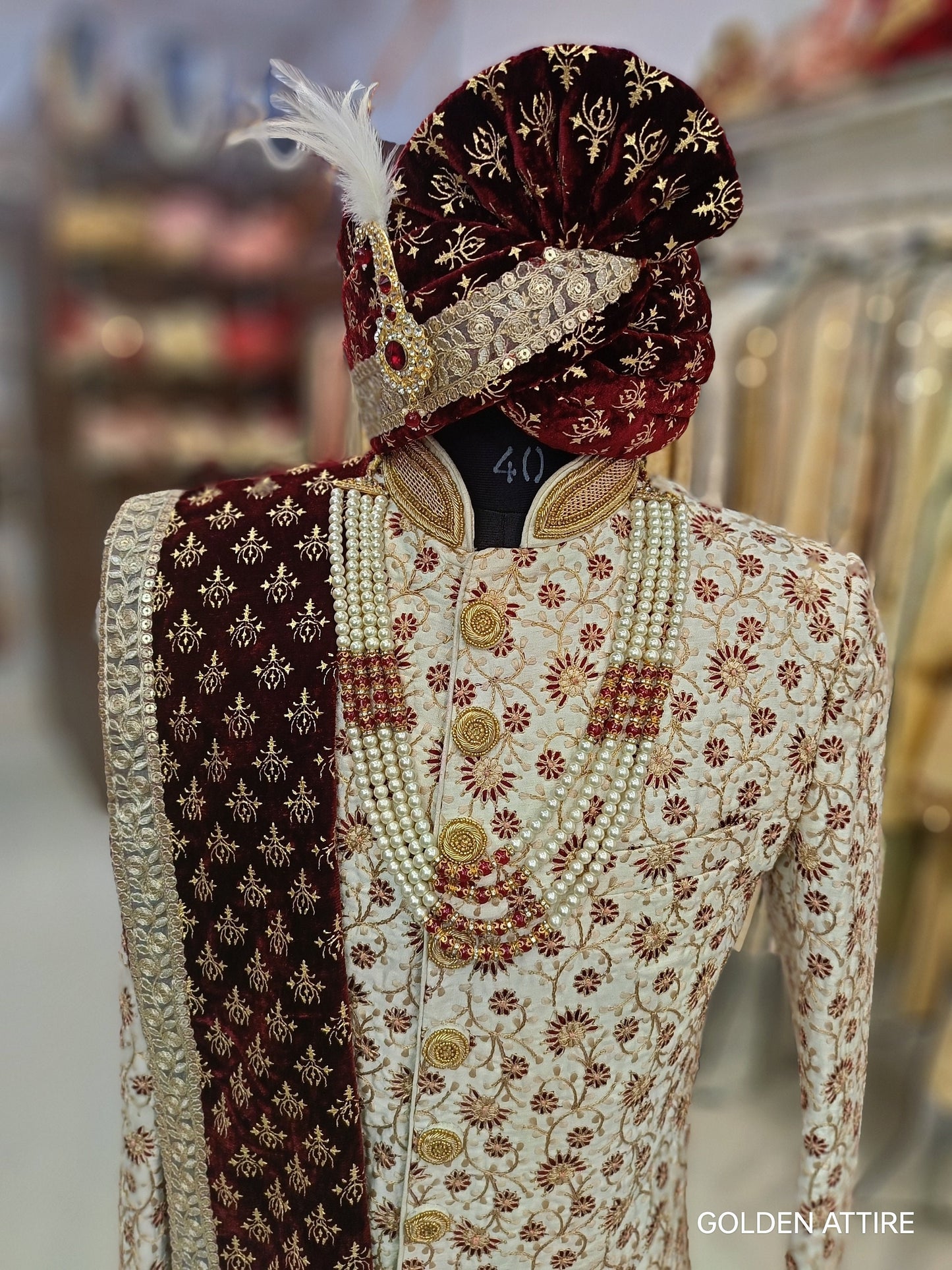 Elegant Ivory Sherwani for Groom, Premium Wedding Outfit