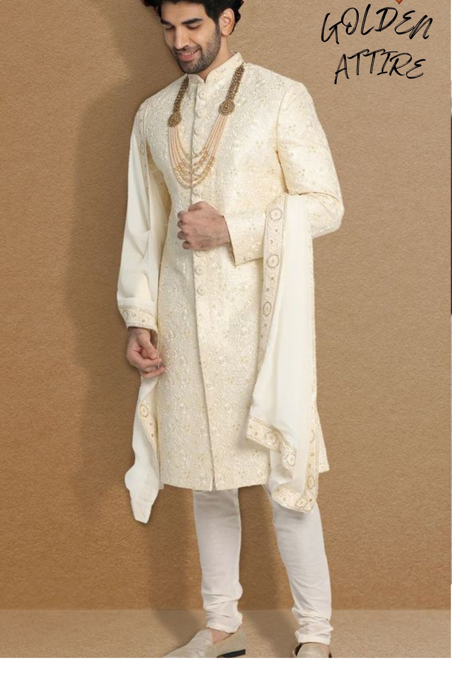 Handcrafted Indian Groom Sherwani, Wedding Outfit