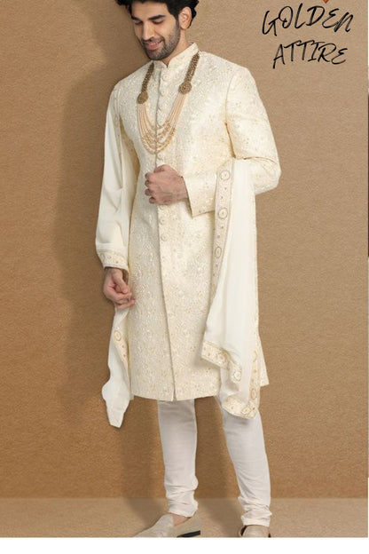 Handcrafted Indian Groom Sherwani, Wedding Outfit
