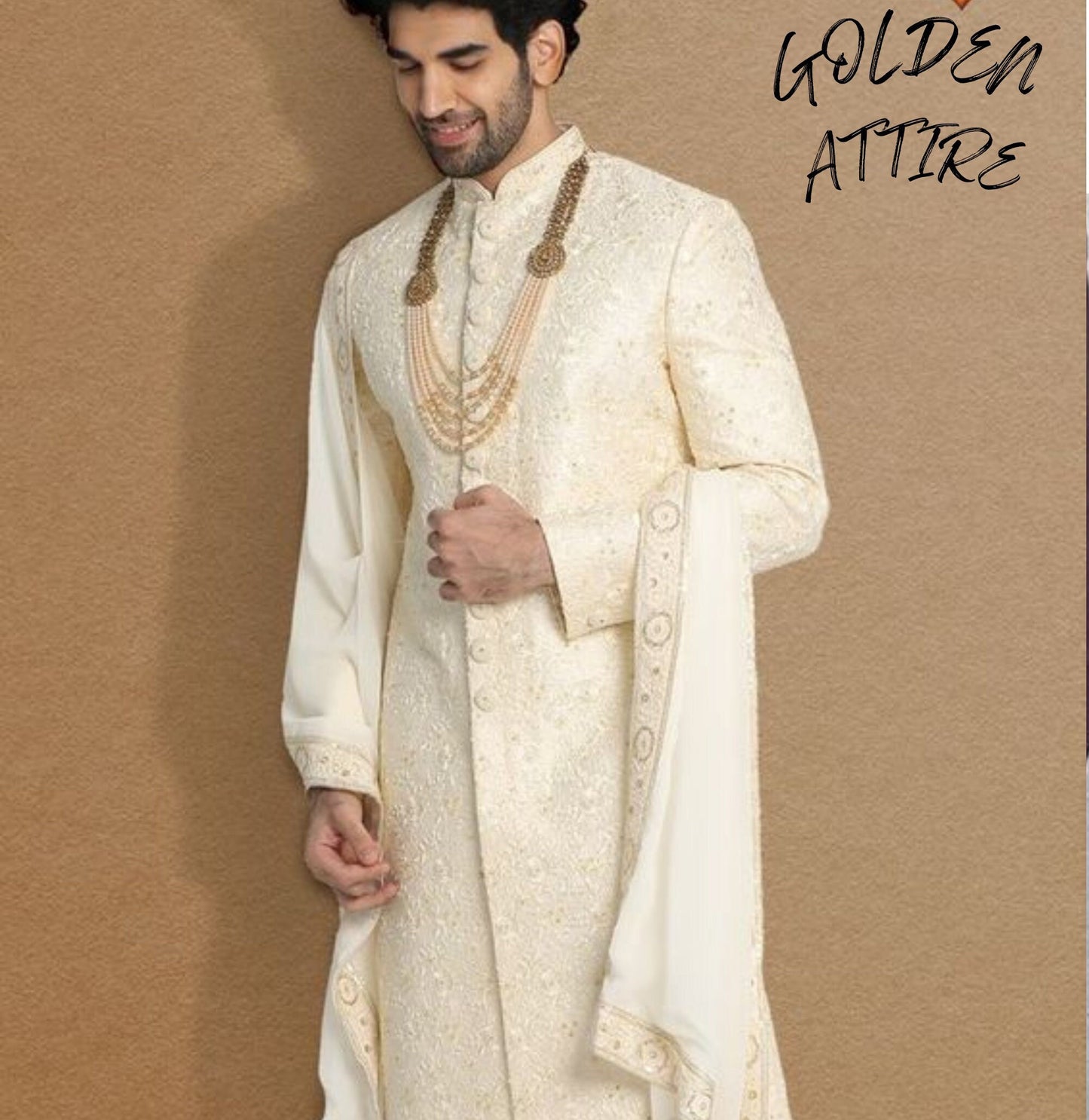 Handcrafted Indian Groom Sherwani, Wedding Outfit