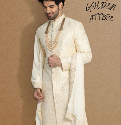 Handcrafted Indian Groom Sherwani, Wedding Outfit