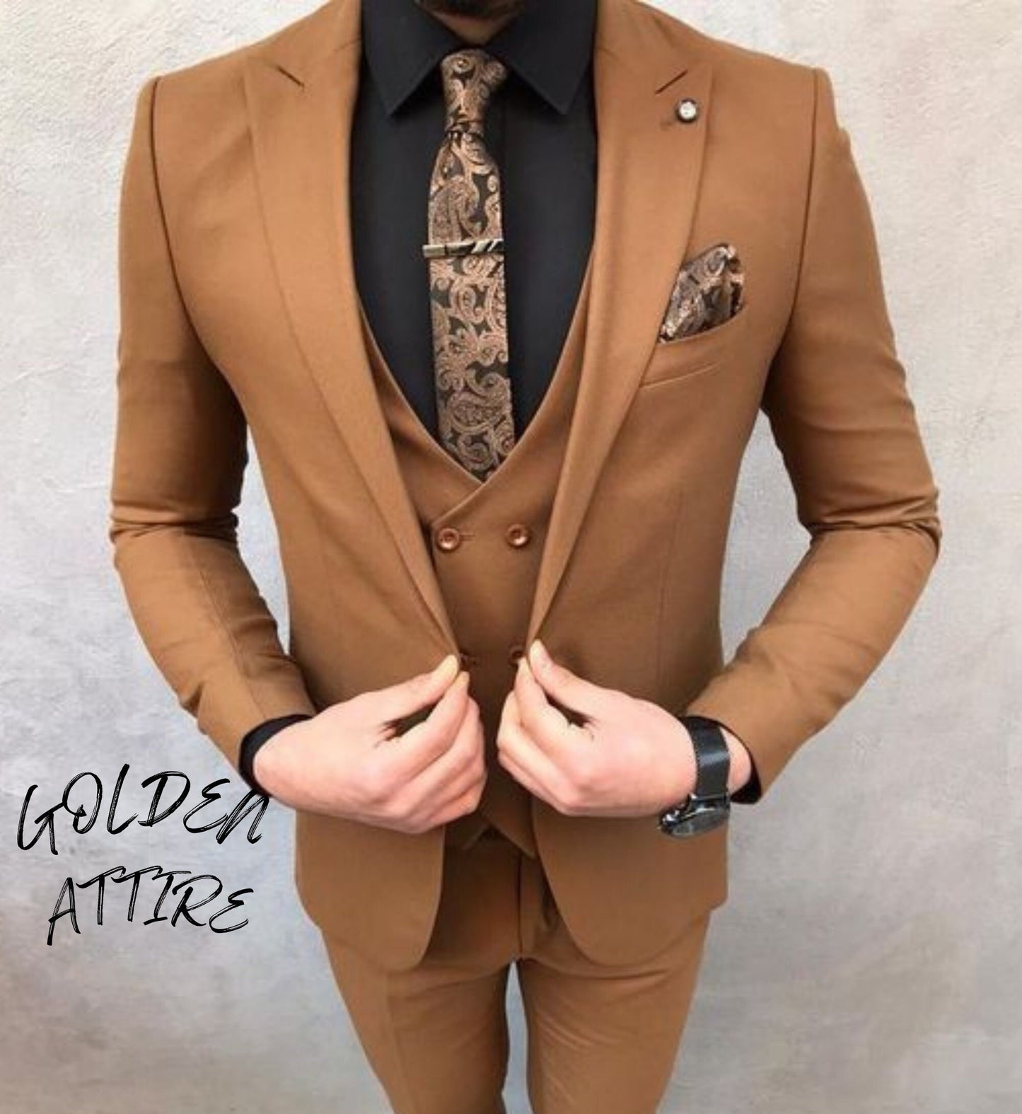 Rust Brown 3 Piece Suit: Bespoke Wedding Groom Suit