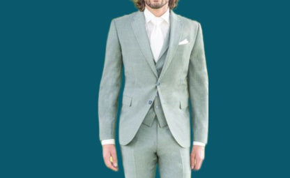 Seg Green Three Piece Suit: Classic Wedding Tuxedo