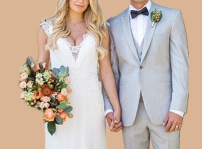 Light Grey Three Piece Suit: Slim Fit Wedding Suit