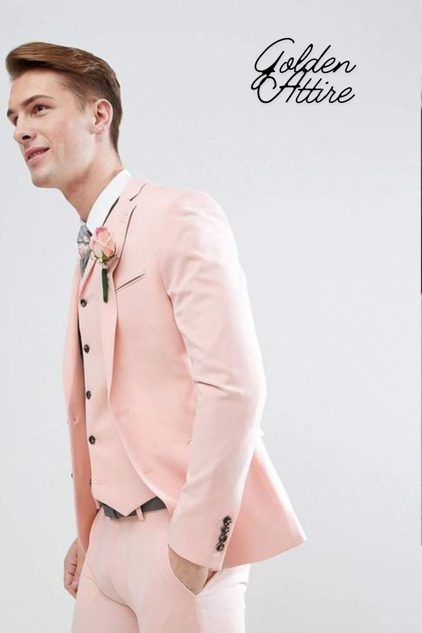 Dusty Rose Men's Suit: Two-Button Wedding Suit
