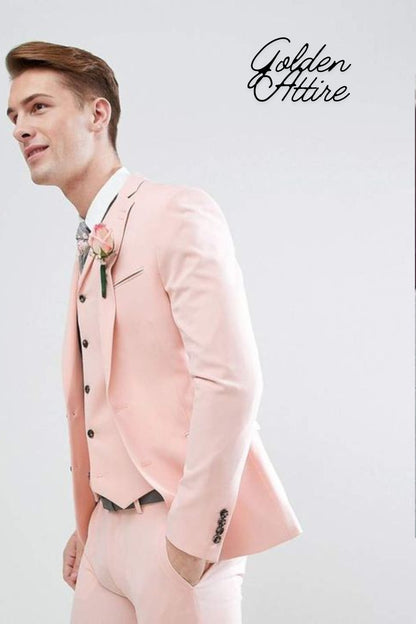 Dusty Rose Men's Suit: Two-Button Wedding Suit