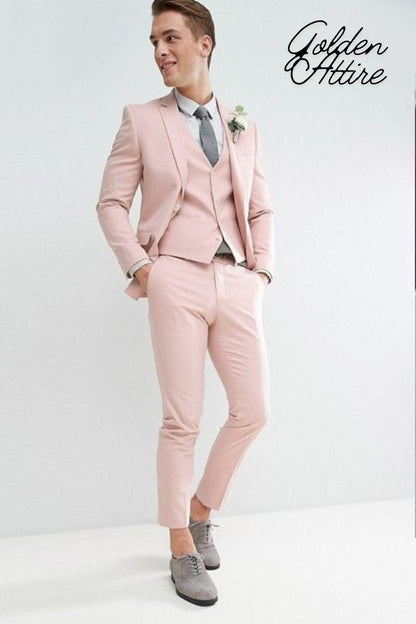 Dusty Rose Men's Suit: Two-Button Wedding Suit