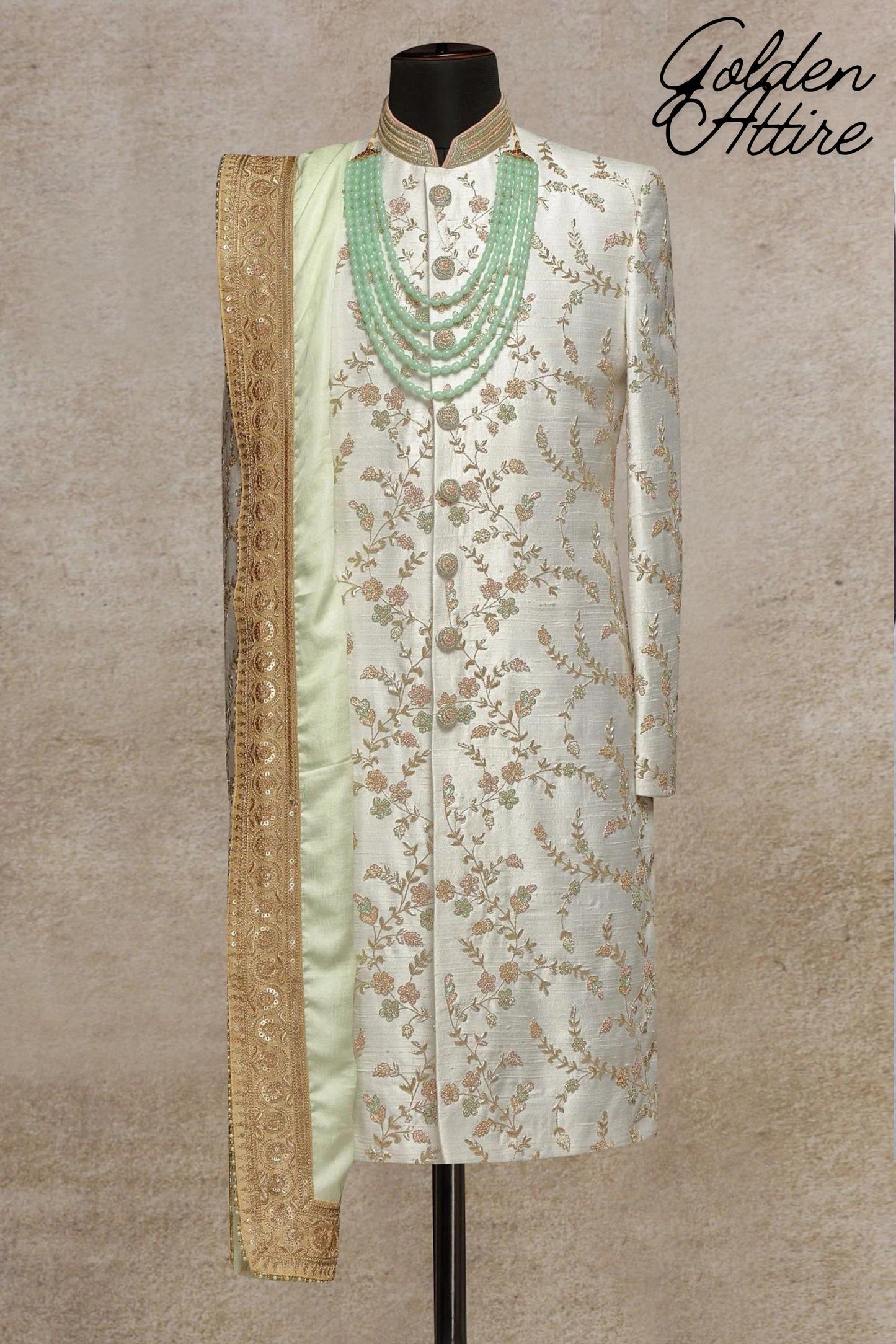 Embroidered Men's Sherwani: Luxury Ethnic Wedding Groom Outfit