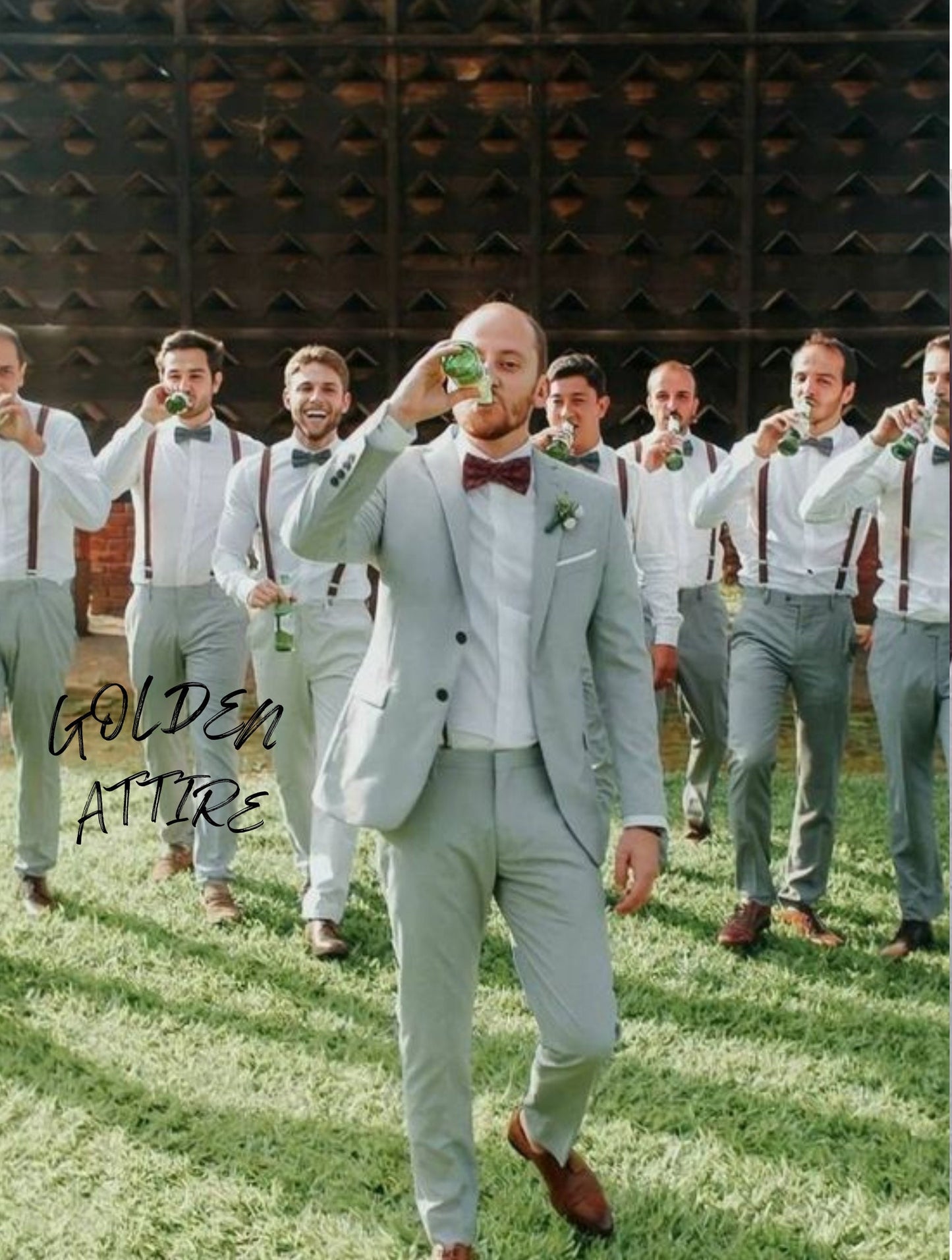 Sage Green Two-Button Suit, Stylish Wedding Groom Suit