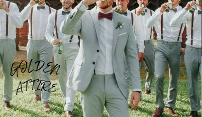 Sage Green Two-Button Suit, Stylish Wedding Groom Suit