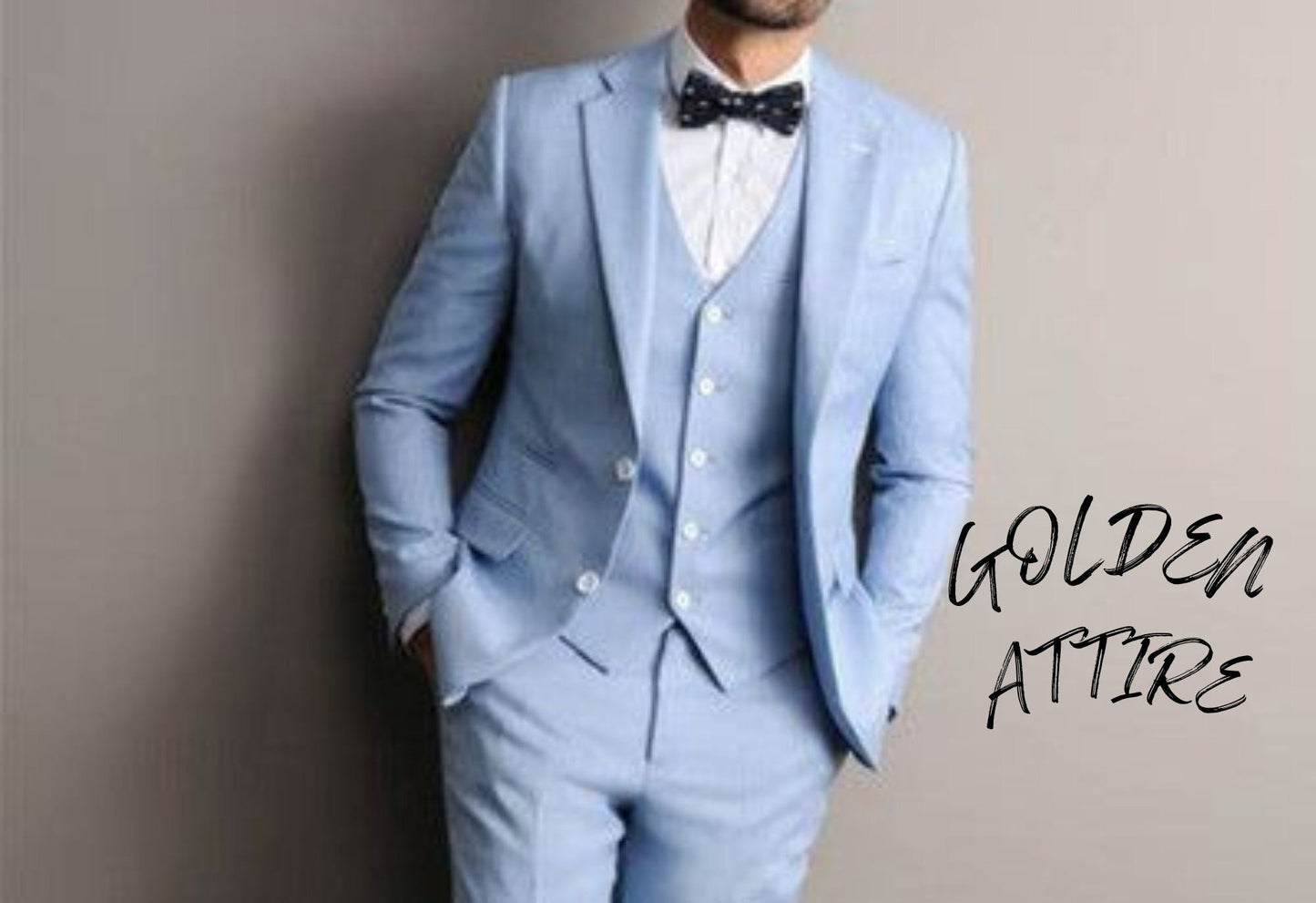 Sky Blue 3-Piece Suit: Luxury Wedding Groom Wear