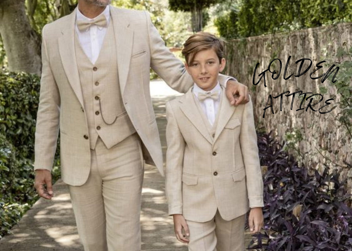 Cream Linen Suit for Men, Beige 3-Piece Two Button Bespoke Suit