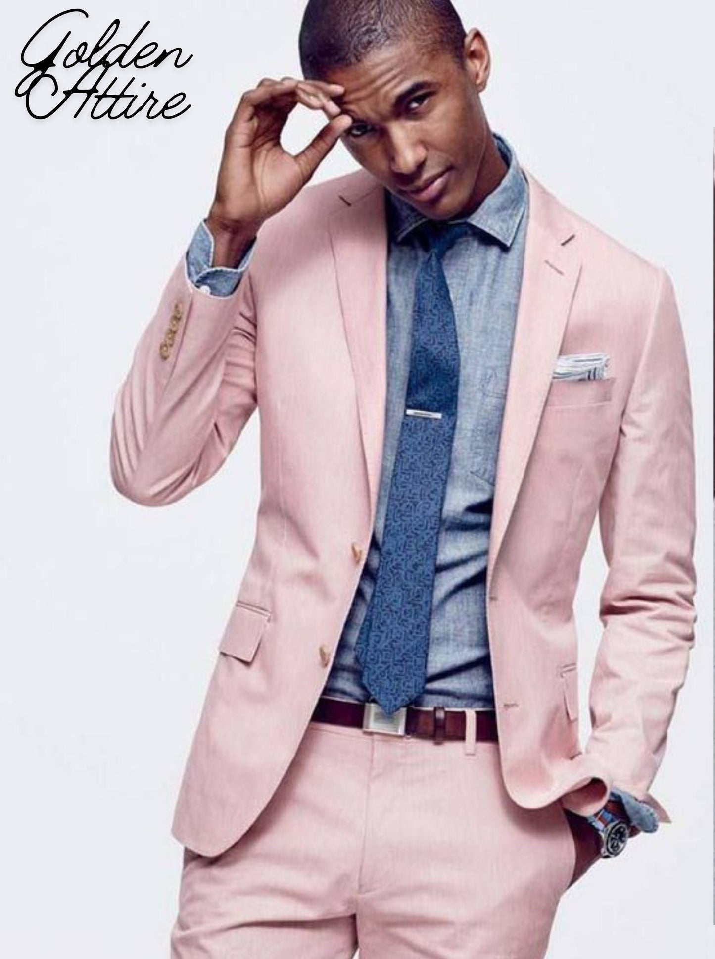 Peach Men's Suit: Slim Fit, One Button Wedding Groom Suit