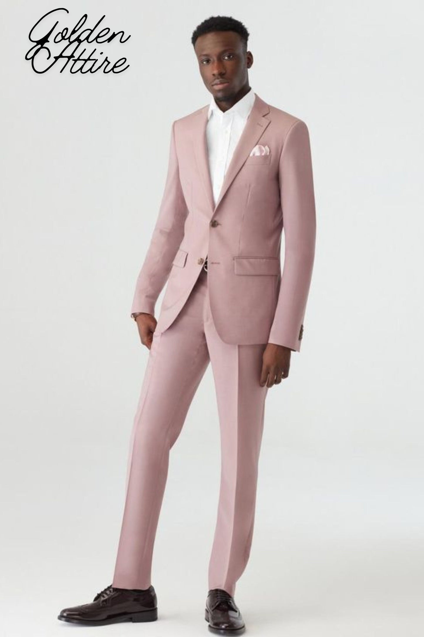 Dusty Rose 3-Piece Suit: Men's Wedding Groom Dinner Bespoke Suit