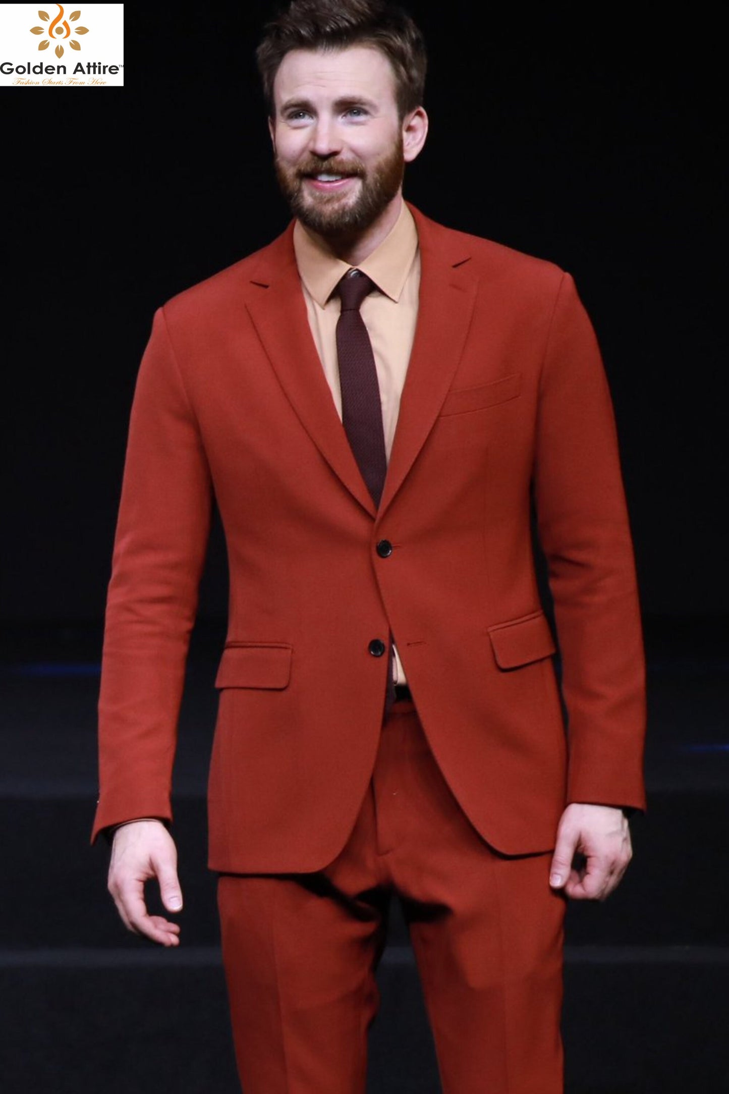 Red Two-Piece Suit: Men's Dinner Wedding Groom Bespoke Suit