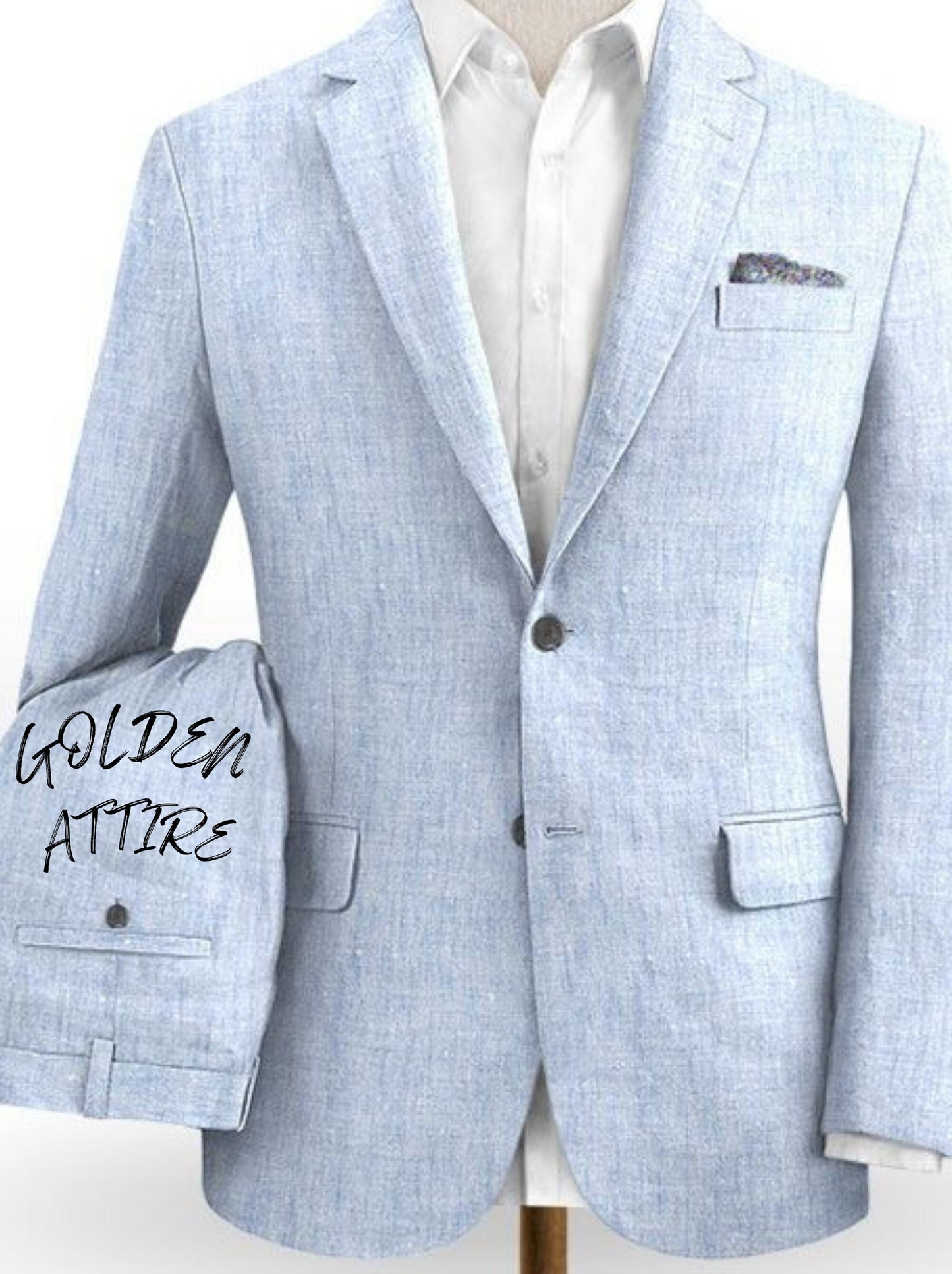 Linen Sky Blue Suit, Ethnic Wedding Groom Wear