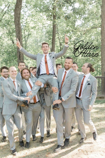 Men's Grey 3-Piece Suit: Slim Fit Wedding, Prom, Bespoke