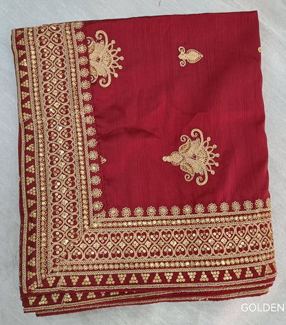 Red Wedding Turban & Shawl Set, Indian Groom Safa Combo with Golden Embroidery