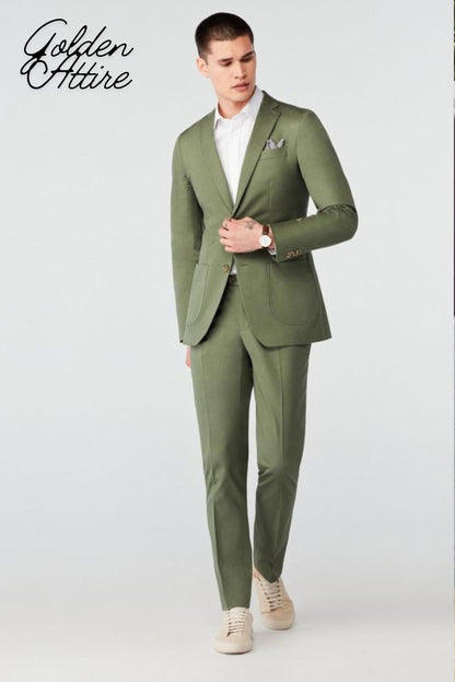 Green Three Piece Suit: Bespoke Wedding Suit for Men