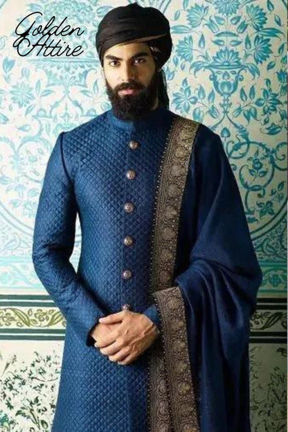 Handcrafted White Sherwani Groom Outfit, Indo Western Wedding Set