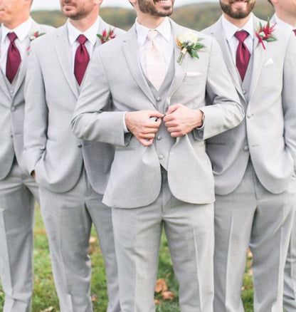 Light Grey Three Piece Suit: Slim Fit Wedding Suit