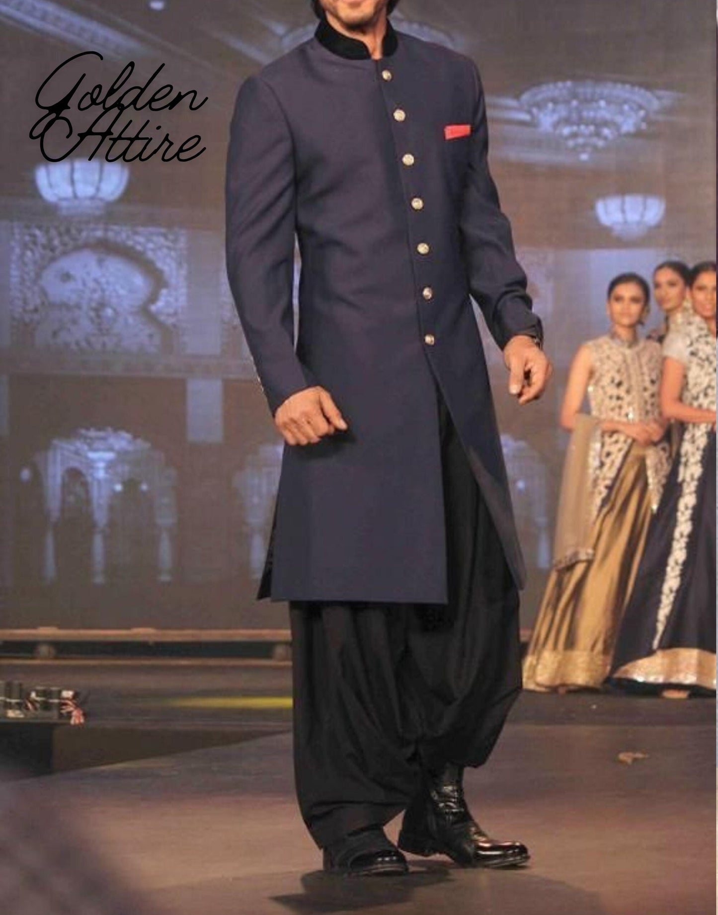 Blue Sherwani for Men: Bollywood Designer Bandhgala Suit