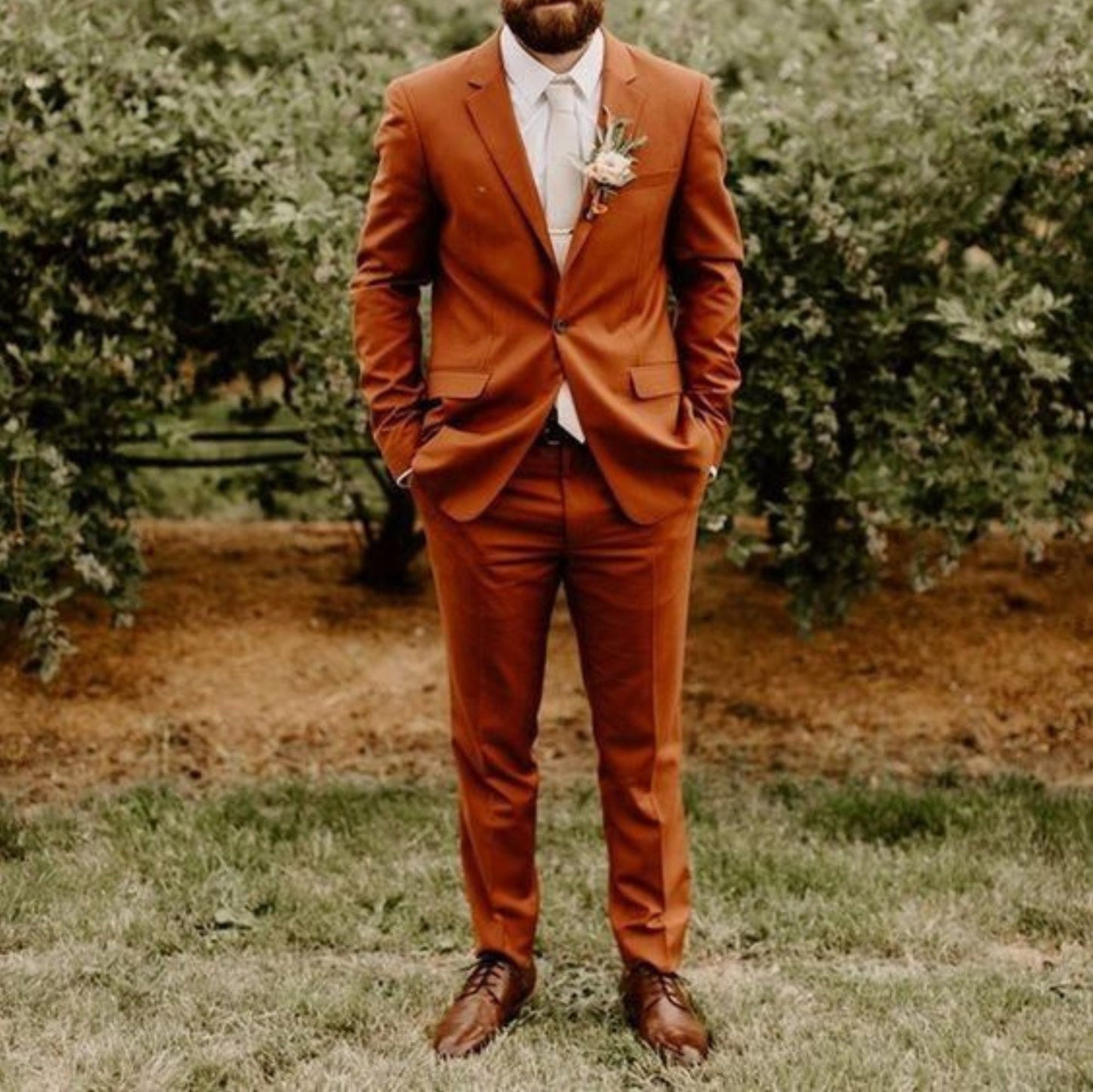 Rust Men's Suit: Luxury Ethnic Wedding 2-Piece Groom Wear