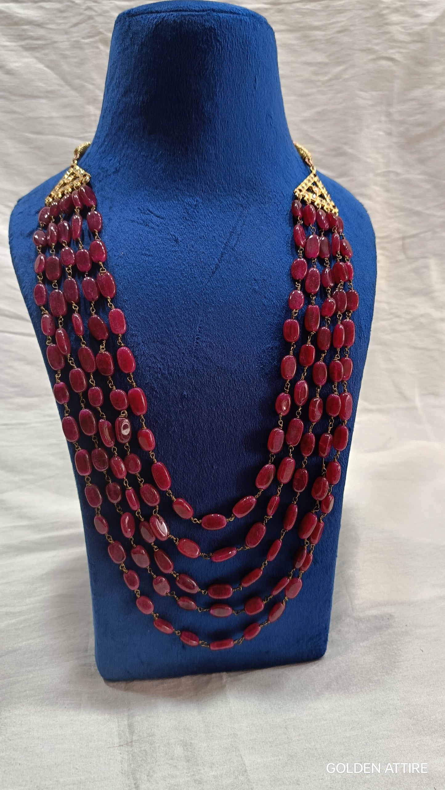 Groom's Ruby & Pearl Sherwani Necklace, Indian Wedding Jewelry