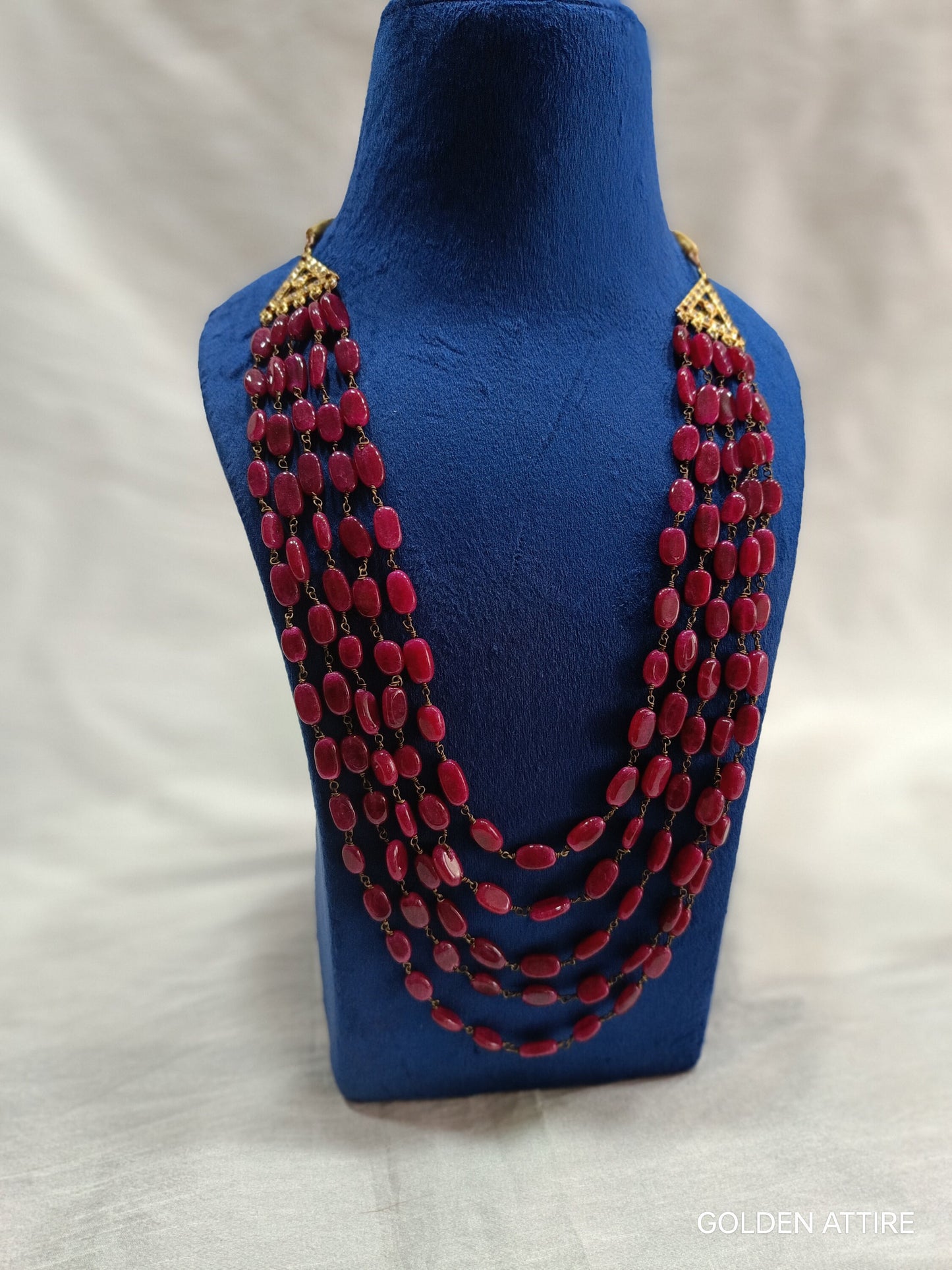 Groom's Ruby & Pearl Sherwani Necklace, Indian Wedding Jewelry