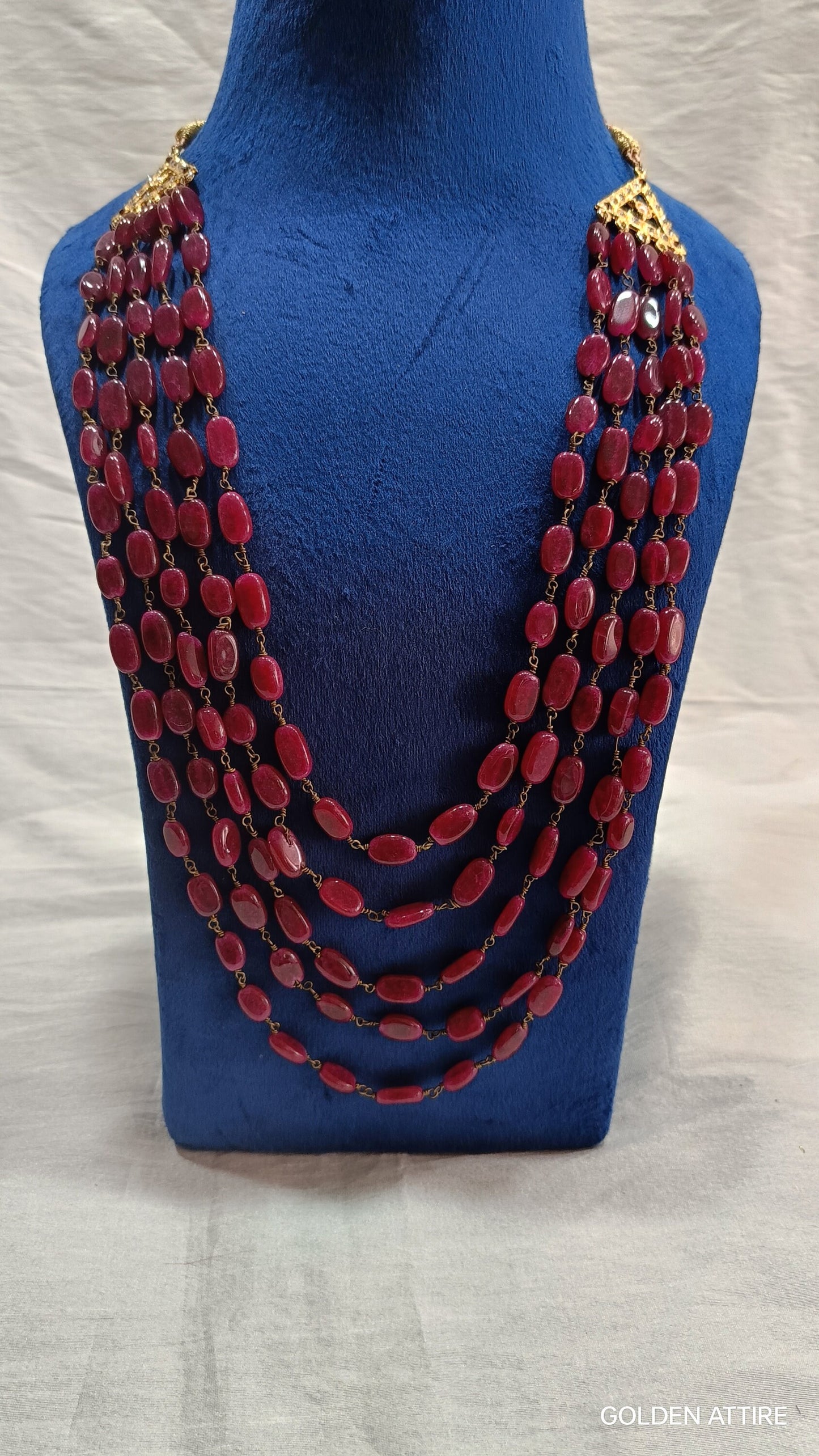 Groom's Ruby & Pearl Sherwani Necklace, Indian Wedding Jewelry