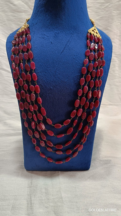 Groom's Ruby & Pearl Sherwani Necklace, Indian Wedding Jewelry
