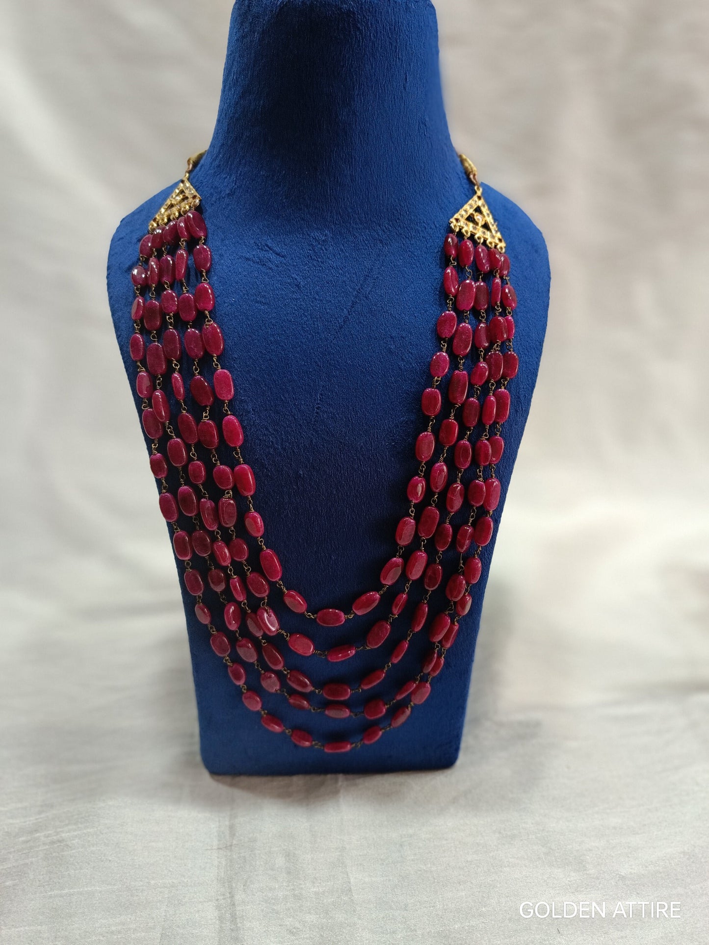 Groom's Ruby & Pearl Sherwani Necklace, Indian Wedding Jewelry