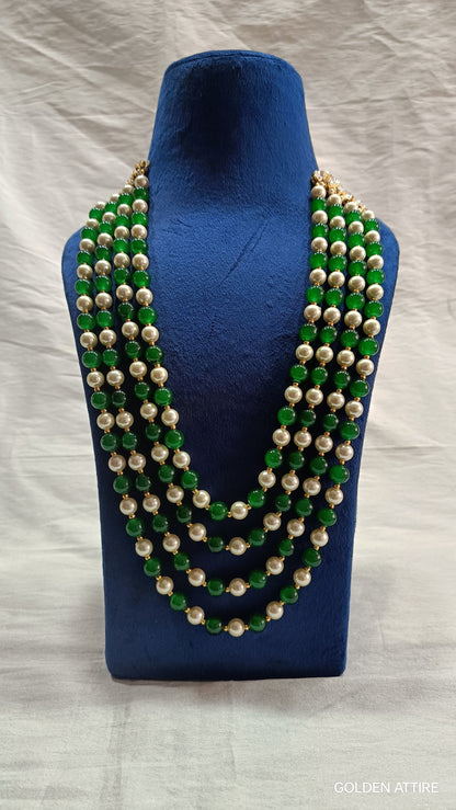 Groom Emerald & Pearl Necklace: Indian Sherwani Jewelry