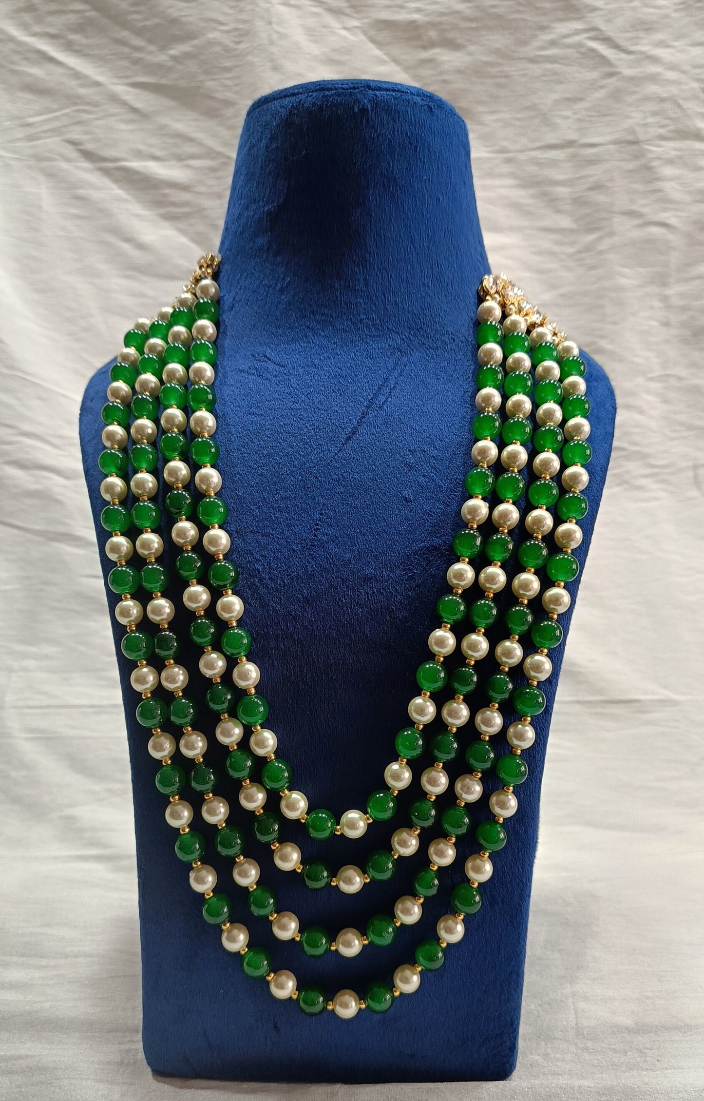 Groom Emerald & Pearl Necklace: Indian Sherwani Jewelry