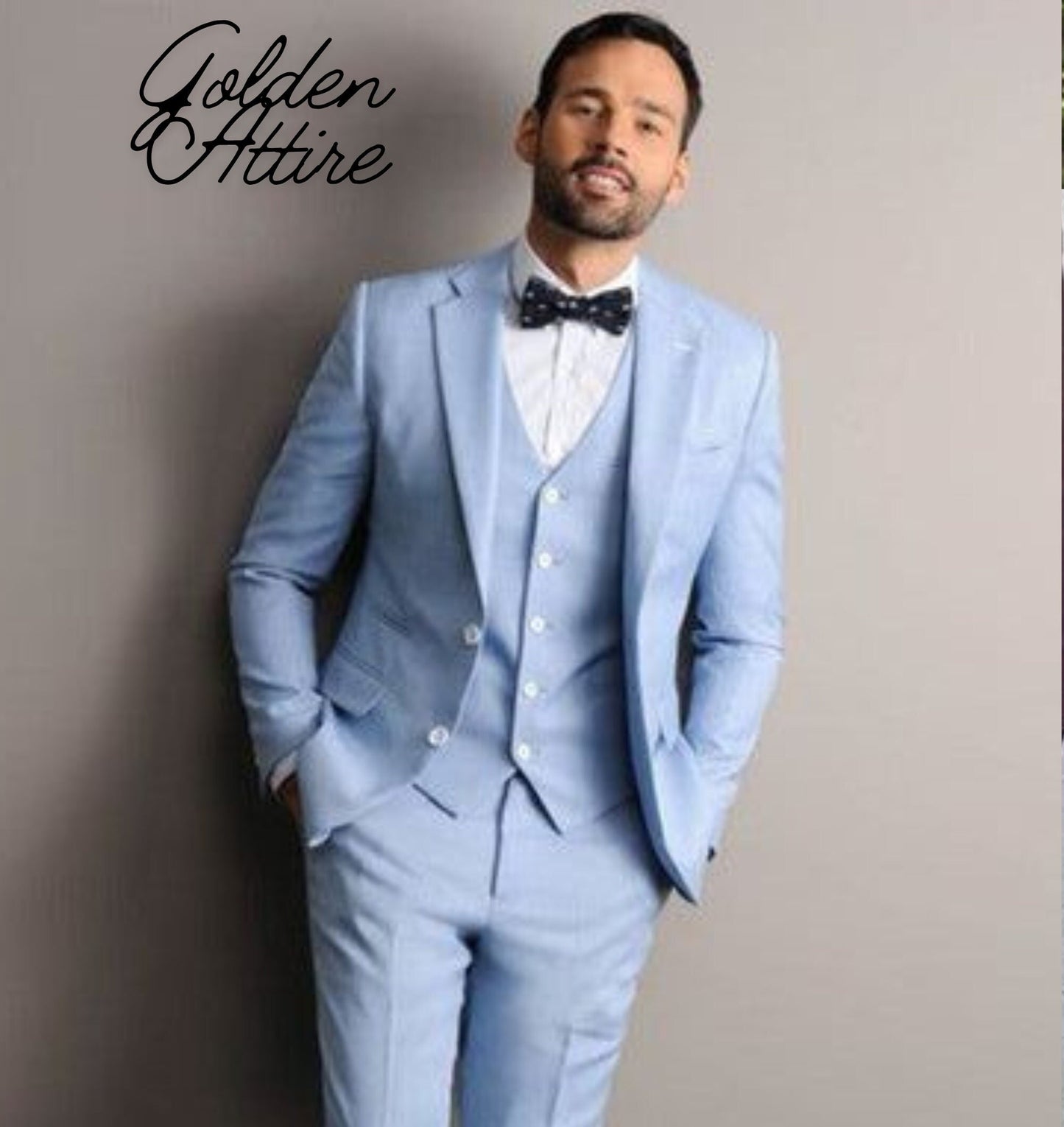 Sky Blue 3 Piece Suit: Bespoke Wedding Suit, Prom Wear
