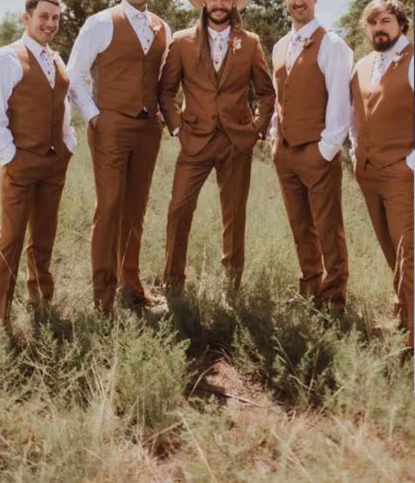Rust 3-Piece Suit, Terracotta Wedding Groom Tuxedo