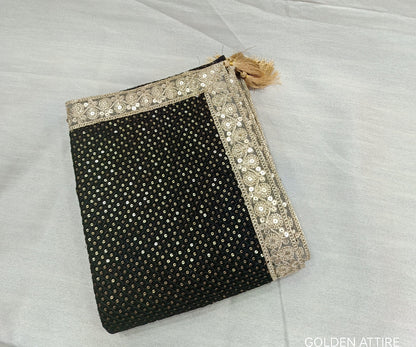 Black Velvet Groom Turban & Shawl Set: Golden Lace, Detachable Kalangi