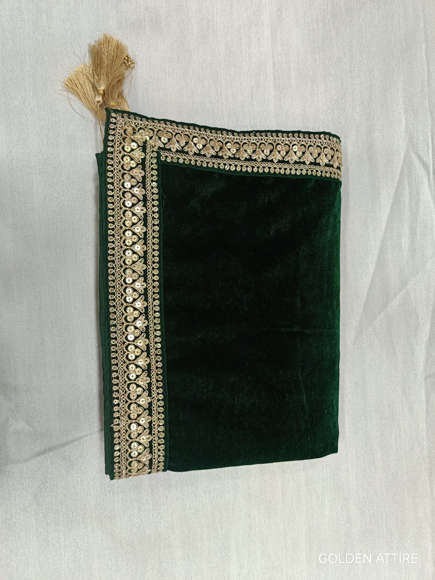 Green Velvet Groom Shawl: Indian Wedding Sherwani Dupatta