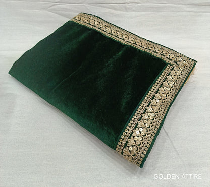 Green Velvet Groom Shawl: Indian Wedding Sherwani Dupatta